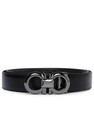 Ferragamo Gancini Black Calf Leather Belt