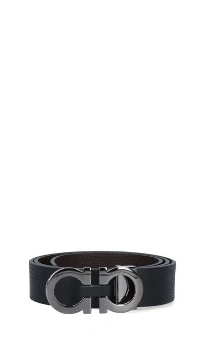 Ferragamo Gancini Buckle Belt In Black