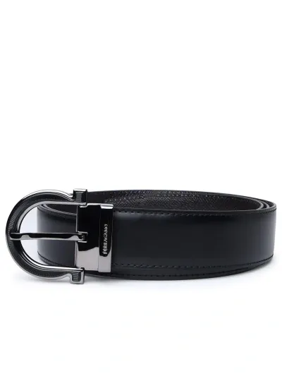 Ferragamo Salvatore  Gancini Buckled Reversible Belt In Black