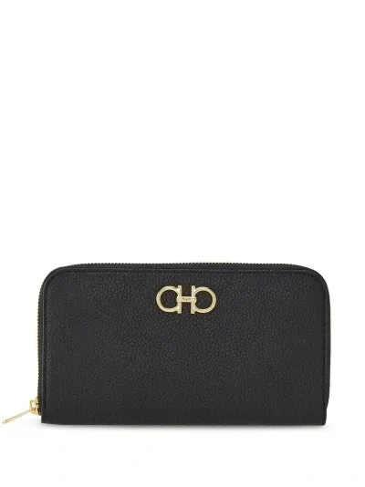 Ferragamo Gancini Continental Wallet In Black