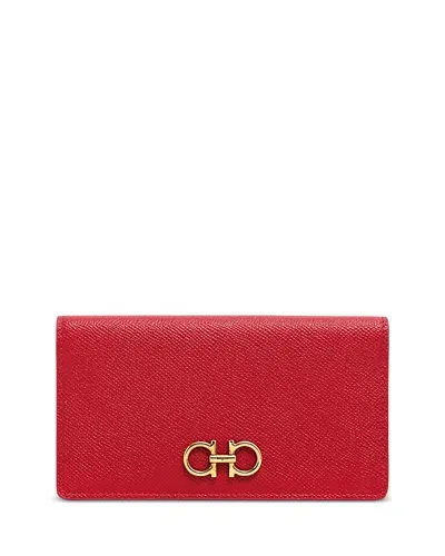 Ferragamo Gancini Continental Wallet In Lipstick/gold