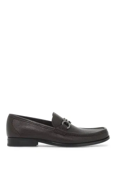 Ferragamo Gancini Loafers In Brown