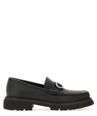 Ferragamo Gancini Ornament Loafers In Black