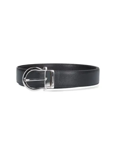 Ferragamo Gancini Reversible Belt In Black