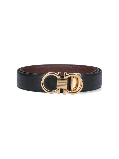 Ferragamo Gancini Reversible Belt In Black