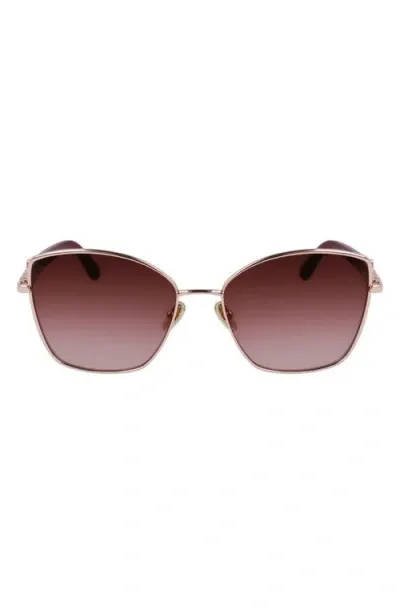 Ferragamo Gancini Tea Cup 60mm Gradient Butterfly Sunglasses In Rose Gold/wine Grdnt