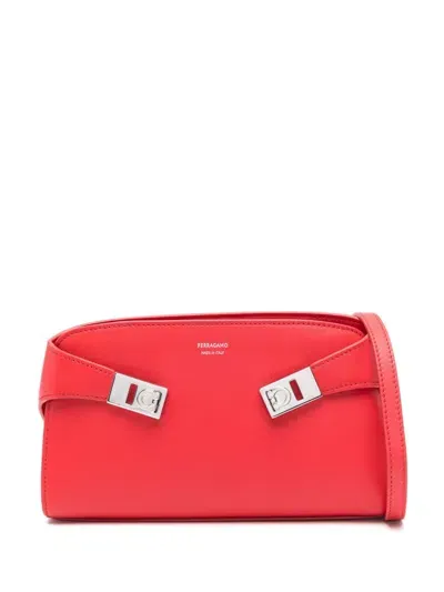 Ferragamo Hug Leather Crossbody Bag In Red