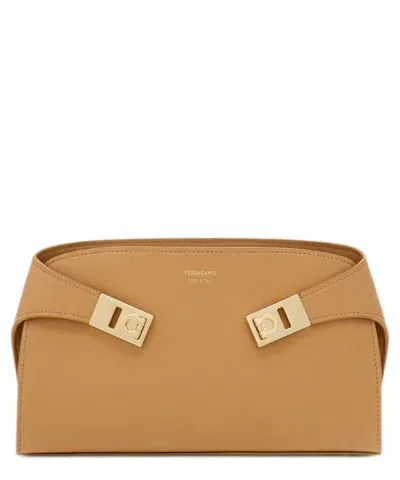 Ferragamo Hug Mini Clutch In Beige