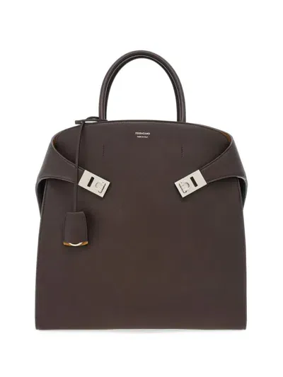 Ferragamo Hug Tote Bag In Testa Di Moro