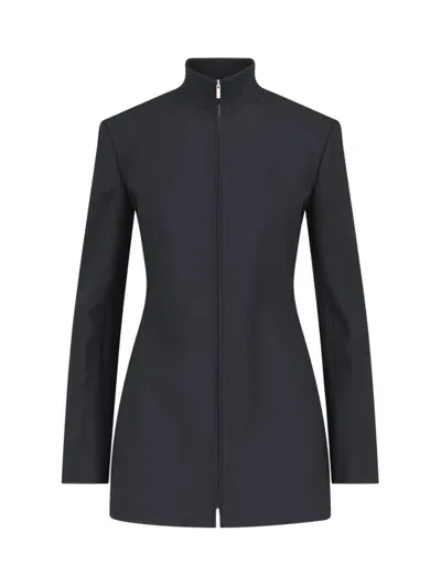 Ferragamo Woman Fitted Zip Jacket In Black