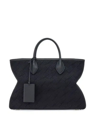 Ferragamo Jacquard-print Tote Bag In Black