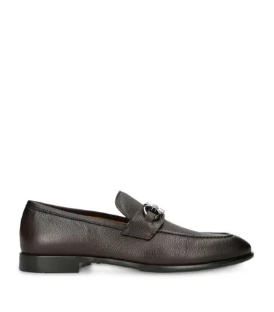 Ferragamo Leather Foster Gancho Loafers In Brown