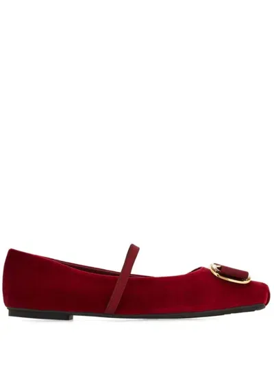 Ferragamo Mary Jane Ballerina Shoes In Rot