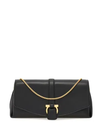 Ferragamo Medium Front Flap Soulder Bag In Black