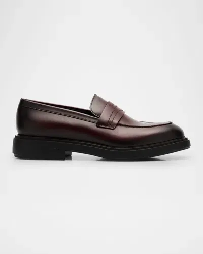 Ferragamo Men's Caligola Leather Penny Loafers In Cordovan