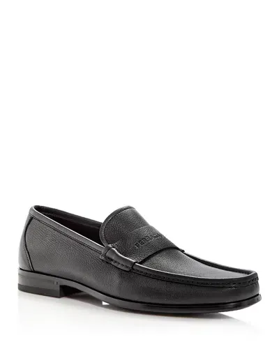 Ferragamo Men's Dupont Logo-embossed Leather Loafers In Nero