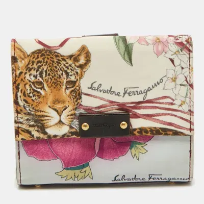 Pre-owned Ferragamo Multicolor Fabric And Leather Jungle French Wallet