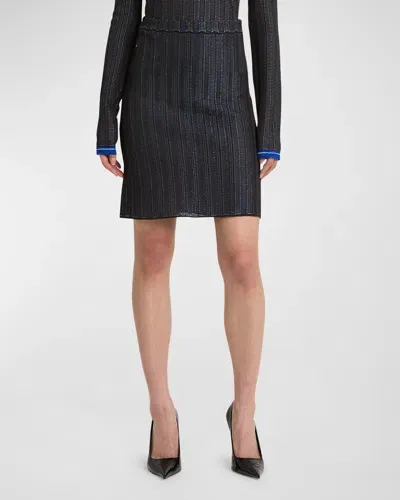 Ferragamo Multicolor Knit Mini Skirt In Expresso/c