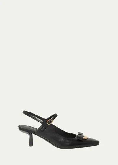 Ferragamo Ophelia Leather Mary Jane Slingback Pumps In Black