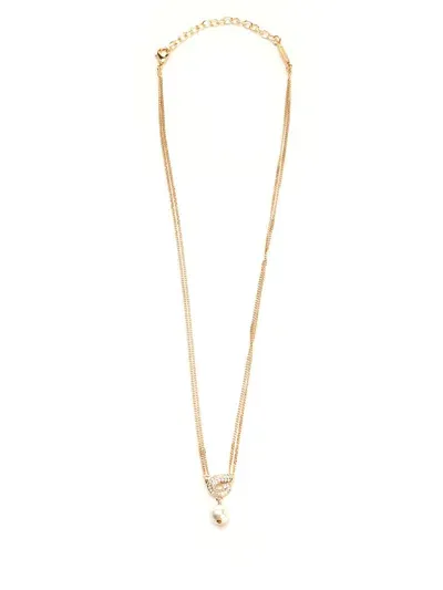 Ferragamo Pendant Pearl Necklace In Gold