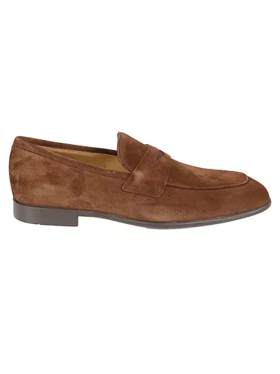 Ferragamo Penny-slot Leather Loafers In Brown