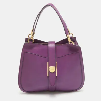 Pre-owned Ferragamo Purple Leather Enny Hobo