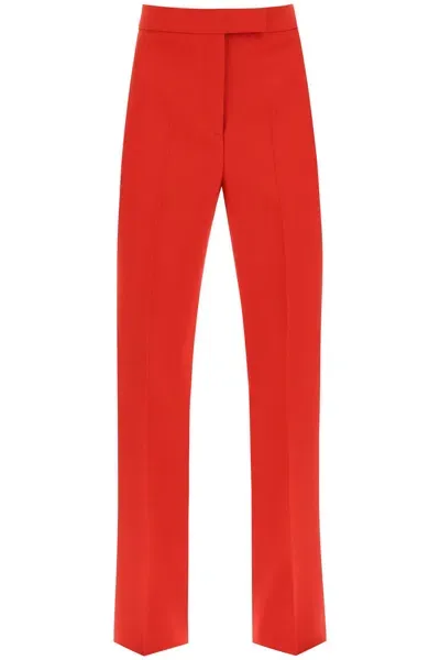 Ferragamo Red Wool Natté Cigarette Pants For Women