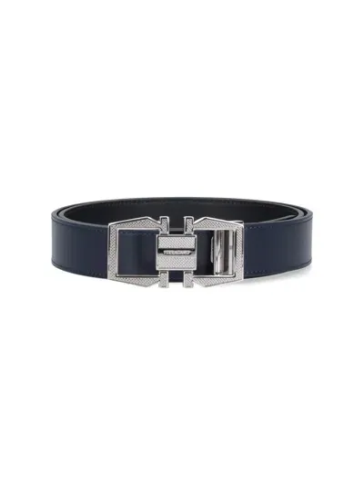 Ferragamo 'gancini' Reversible Belt In Black