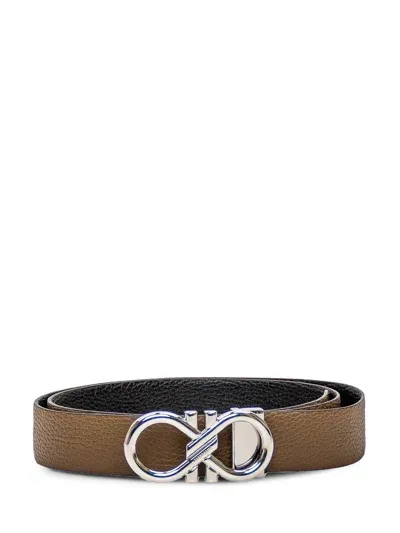 Ferragamo Reversible Gancini Belt In Brown