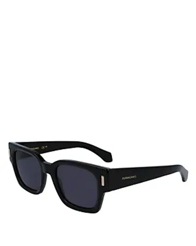 Ferragamo Rivet Square Sunglasses, 52mm In Black/blue Solid