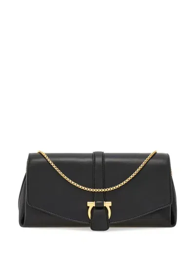 Ferragamo Medium Front Flap Shoulder Bag In Black