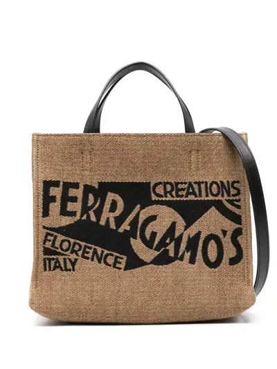 Ferragamo Salvatore  Bags.. In Miele/nero