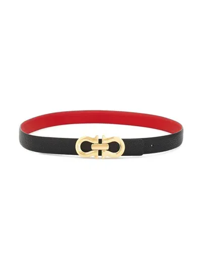 Ferragamo Salvatore  Belts In Nero/flame Red