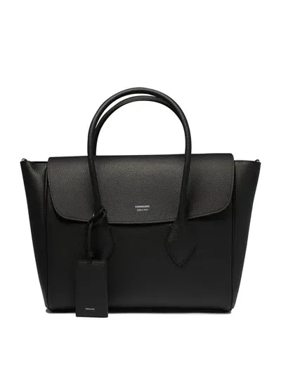 Ferragamo Salvatore  East West Top Handle Bag In Black