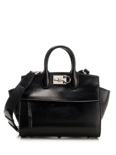 Ferragamo Salvatore  Studio Gancini Tote Bag In Black