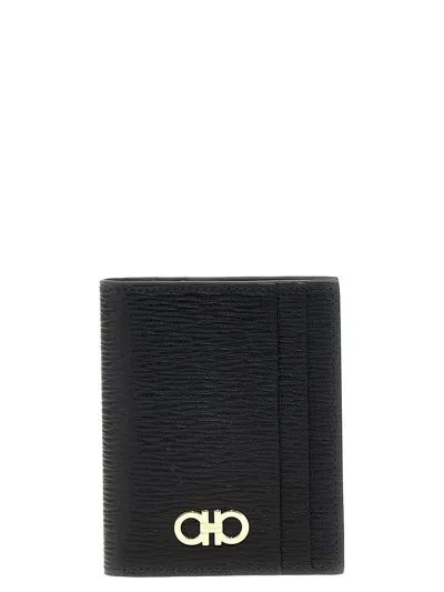 Ferragamo Salvatore  'gancini' Card Holder In Black