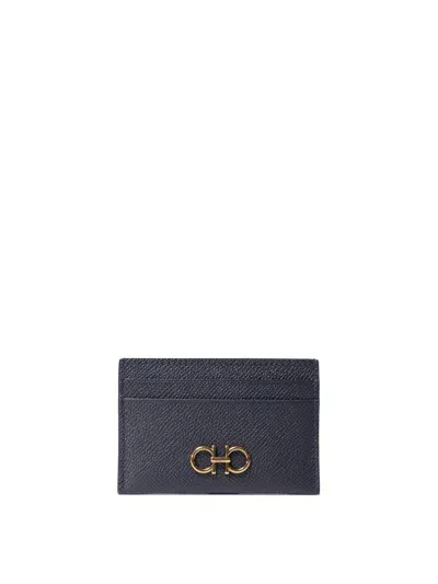 Ferragamo Salvatore  "gancini" Card Holder In Blue