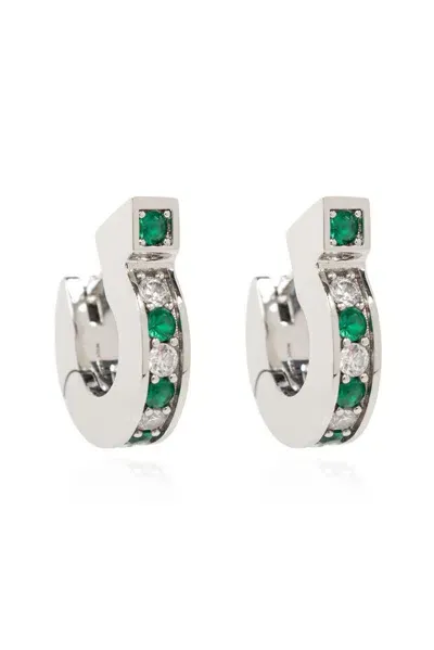 Ferragamo Salvatore  Gancini Embellished Earrings In Silver