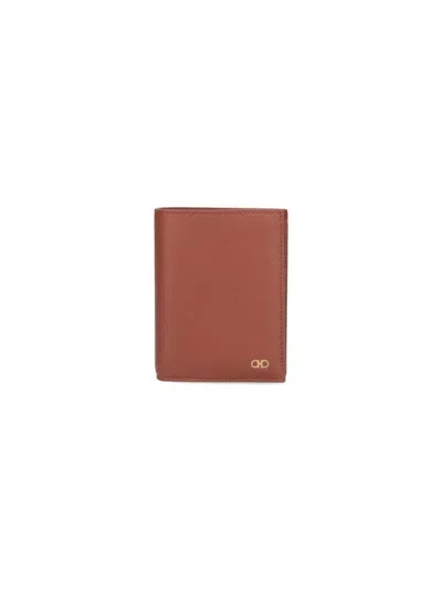 Ferragamo Salvatore  Gancini Plaque Folded Wallet In Brown