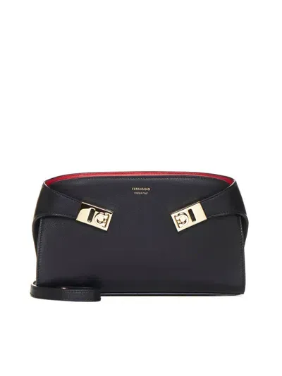 Ferragamo Hug Colorblock Leather Crossbody Bag In Black