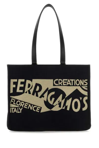 Ferragamo Salvatore  Logo Detailed Large Tote Bag In Black