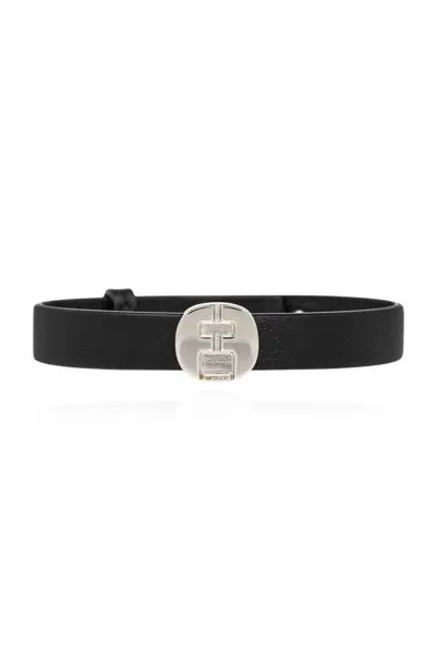 Ferragamo Salvatore  Logo Engraved Bracelet In Black