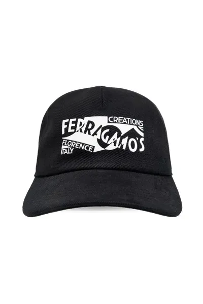 Ferragamo Venna Logo-print Baseball Cap In Black