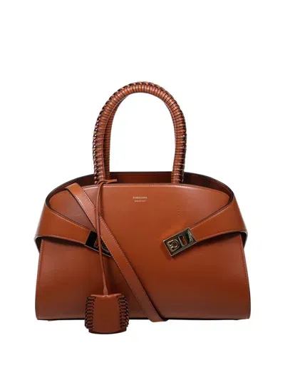 Ferragamo Salvatore  Logo Printed Tote Bag In Brown