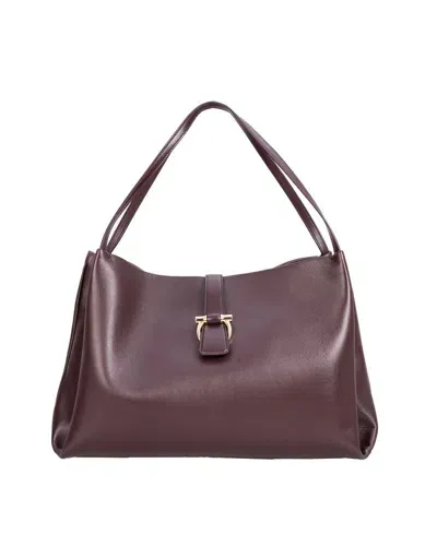 Ferragamo Salvatore  Logo Printed Tote Bag In Oxblood