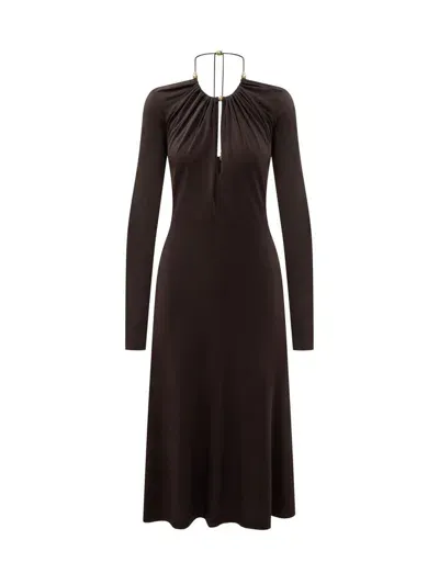 Ferragamo Salvatore  Long Crepe Dress In Black