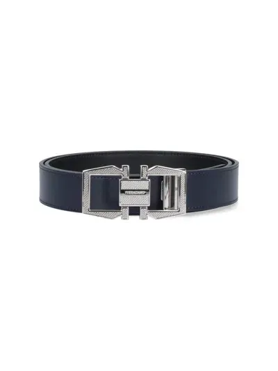 Ferragamo Salvatore  Monogram Gancini Reversibile Buckled Belt In Black