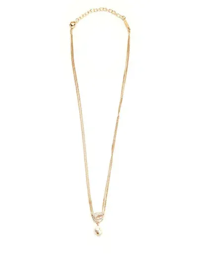 Ferragamo Salvatore  Pearl Pendant Necklace In Gold