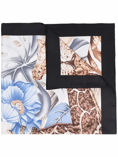 Ferragamo Animal-print Silk Scarf In Negro