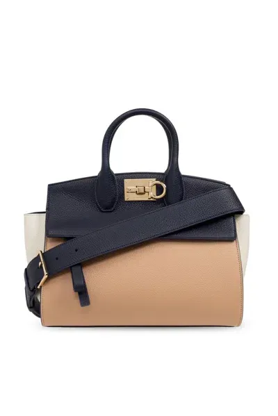 Ferragamo Salvatore  Small Studio Colourblock Tote Bag In Multi